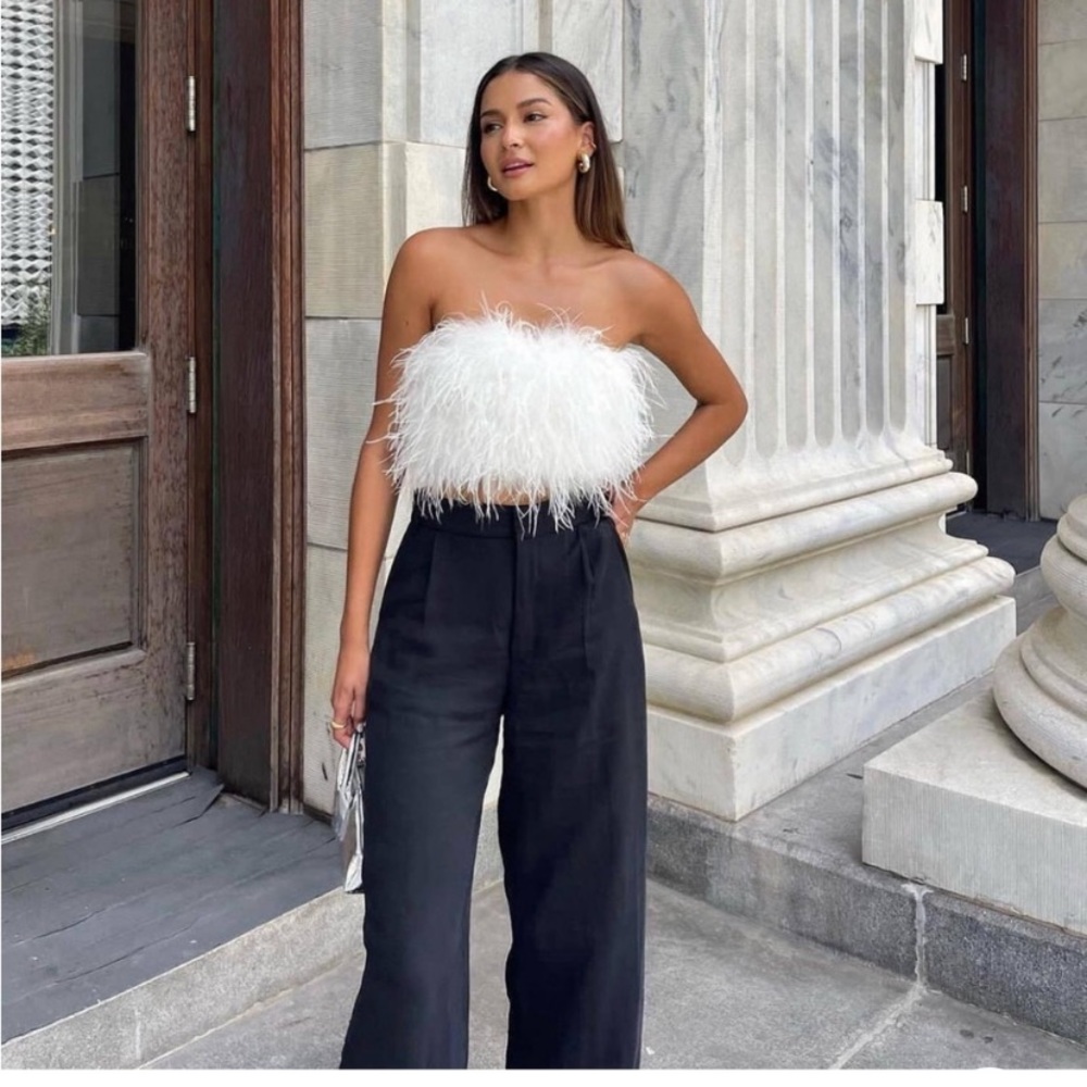 12th tribe Chanel Faux Feather Top